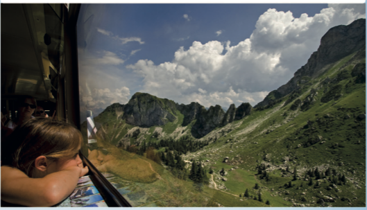 Train journey by the mountains